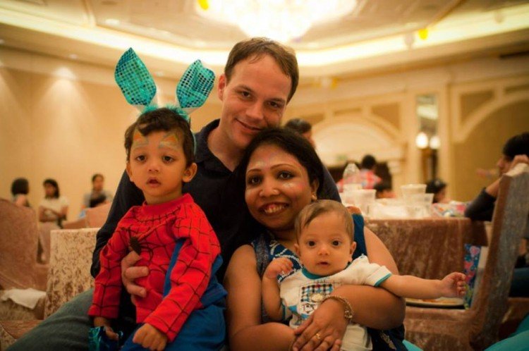 Neena, her husband and their sons, Arshaan and Jahan.