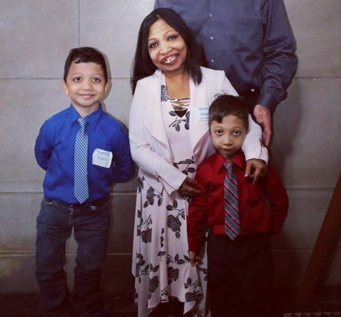 Neena Nizar, Adam Timm, and sons Arshaan Adam and Jahan Adam